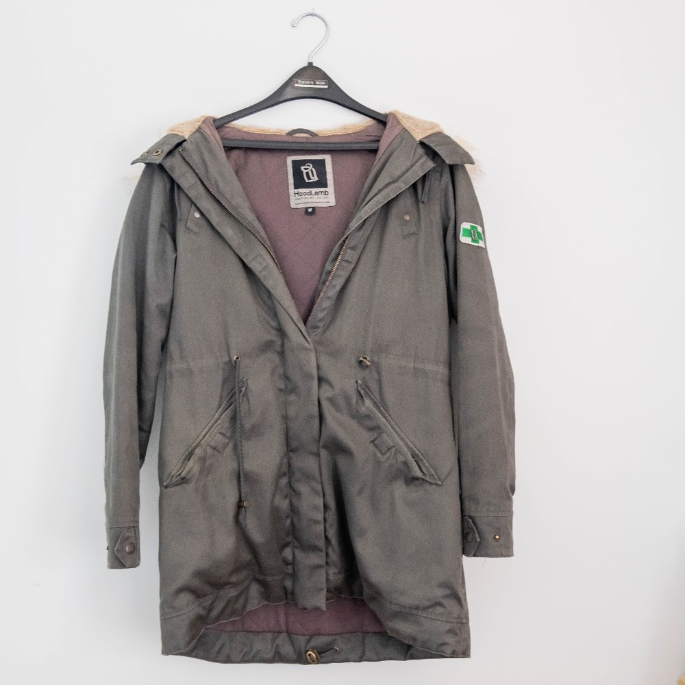 HoodLamb Women's Parka/Gray/Vegan EcoDown/Hemp Size M